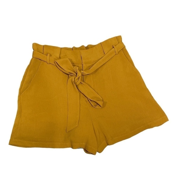 Lush shorts paper bag sash lined‎ medium dark mustard pockets - Picture 1 of 6